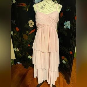 Pinkblush Pink Pleated Tiered Maternity Midi Dress